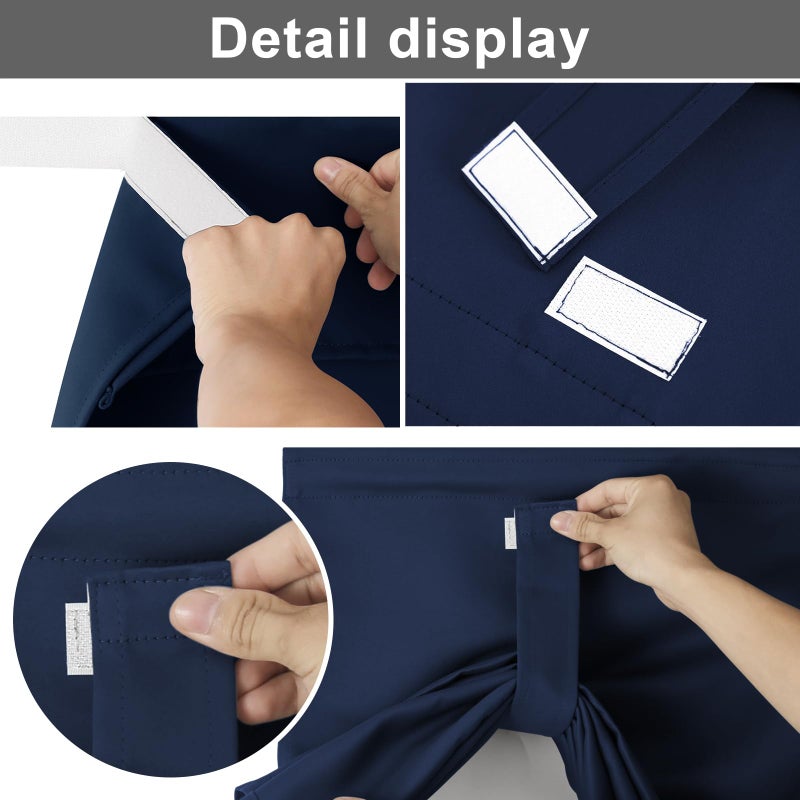 YSYY 100% Blackout French Door Curtains, Wrinkle Free, Room Darkening, Blocks Light and Heat Through Glass. Drill-Free, Easy Installed Door Window Curtains. (Navy Blue,1 Panel, 26""x 80"") - Image 5